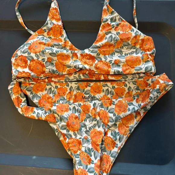 Midori Orange Floral Bikini Set - Picture 2 of 3